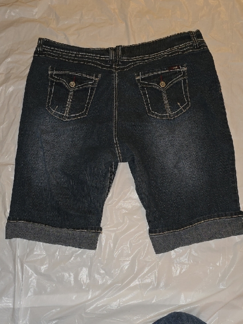 Angels Womens Stretch Blue Jean Bermunda Shorts 16 - Picture 2 of 7